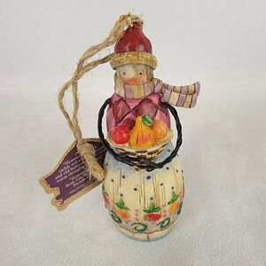Jim Shore 2003 Heartwood Creek Winters Bounty Resin Snowman‎ Ornament  NEW